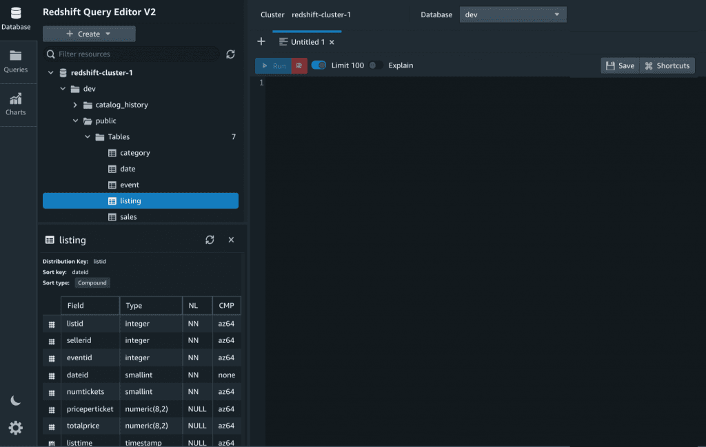 Amazon Redshift Query Editor V2