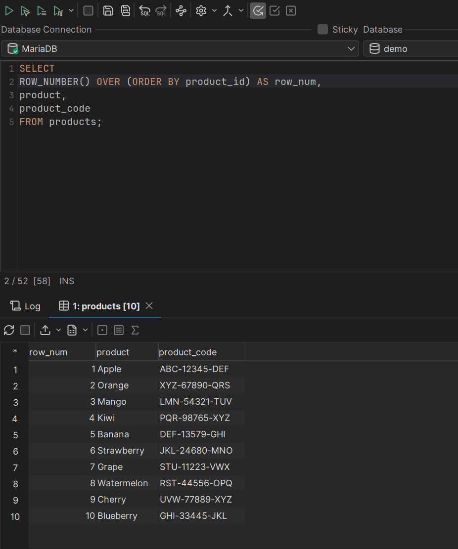 Window function example in SQL