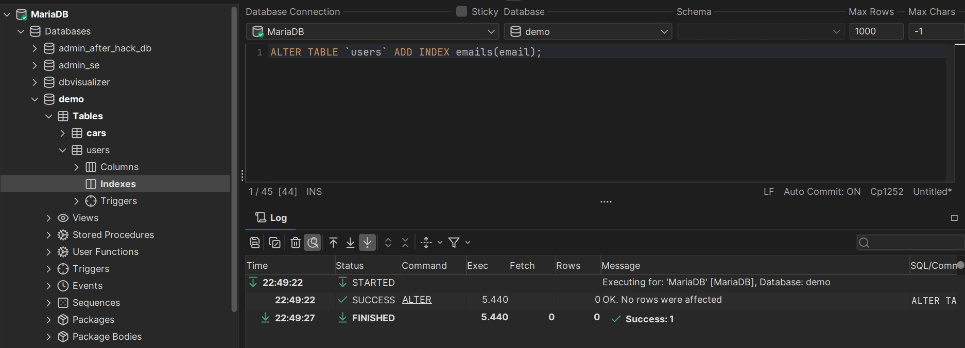 Running an ALTER TABLE query in DbVisualizer