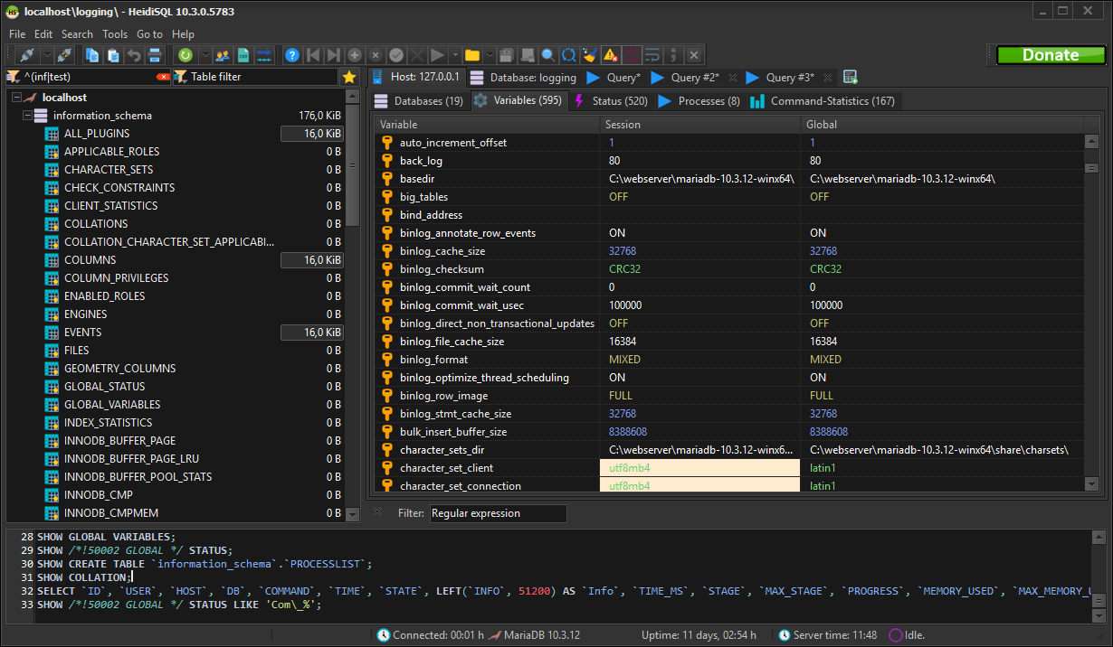 Searching and replacing text in HeidiSQL