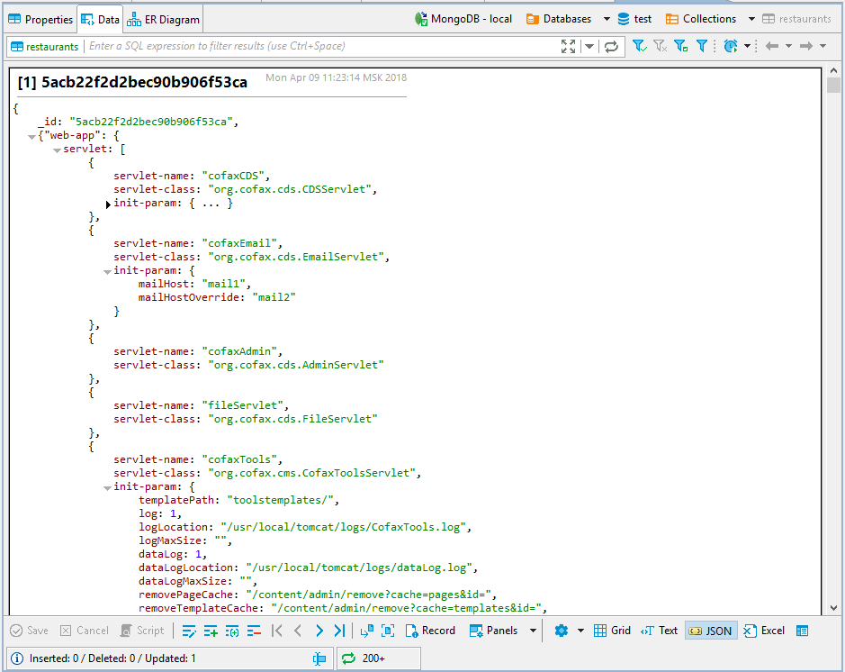 Editing NoSQL data in DBeaver