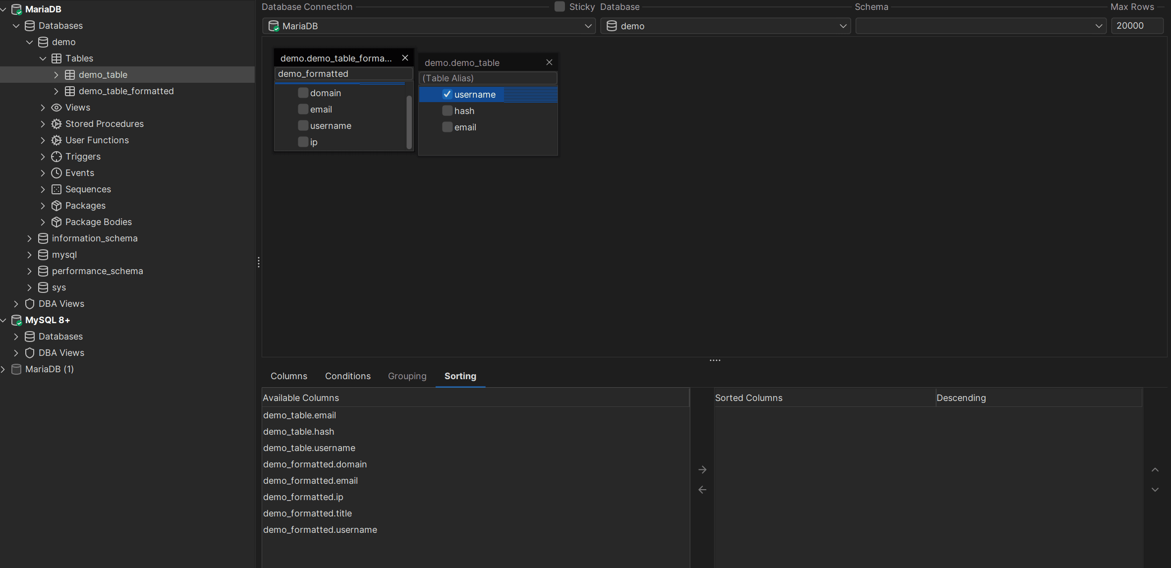 Query Builder within DbVisualizer