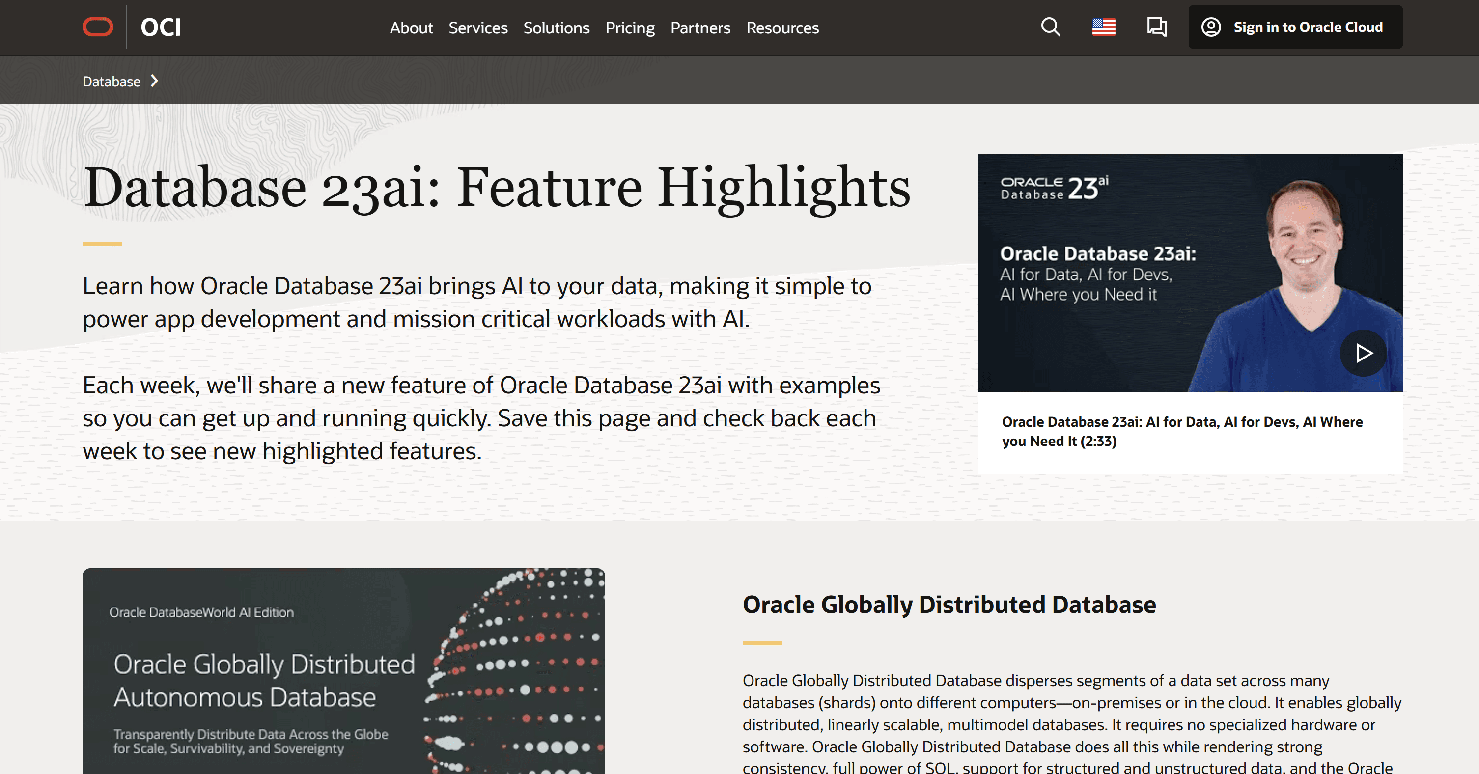 Oracle 13ai official page