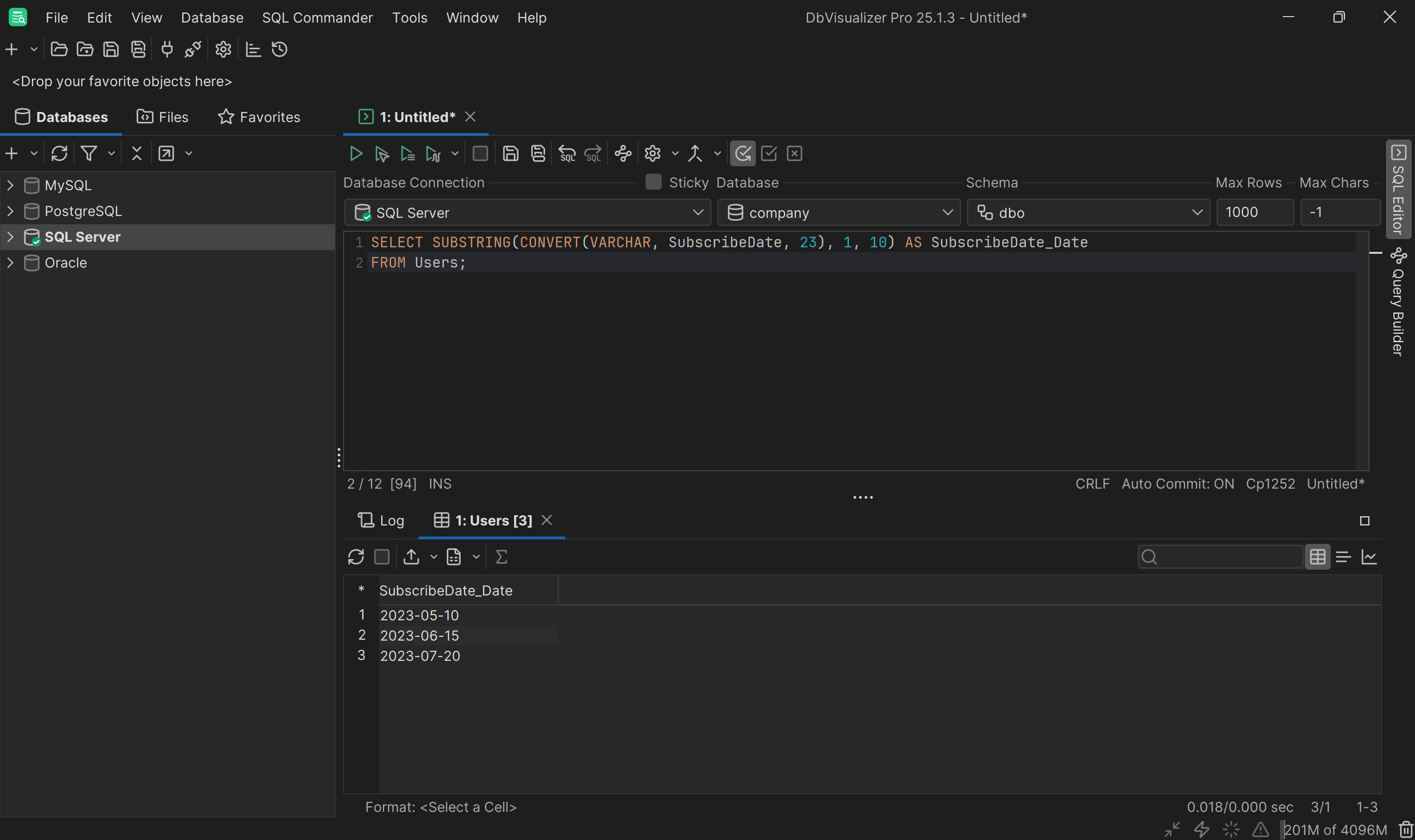 Extracting the dates as desired