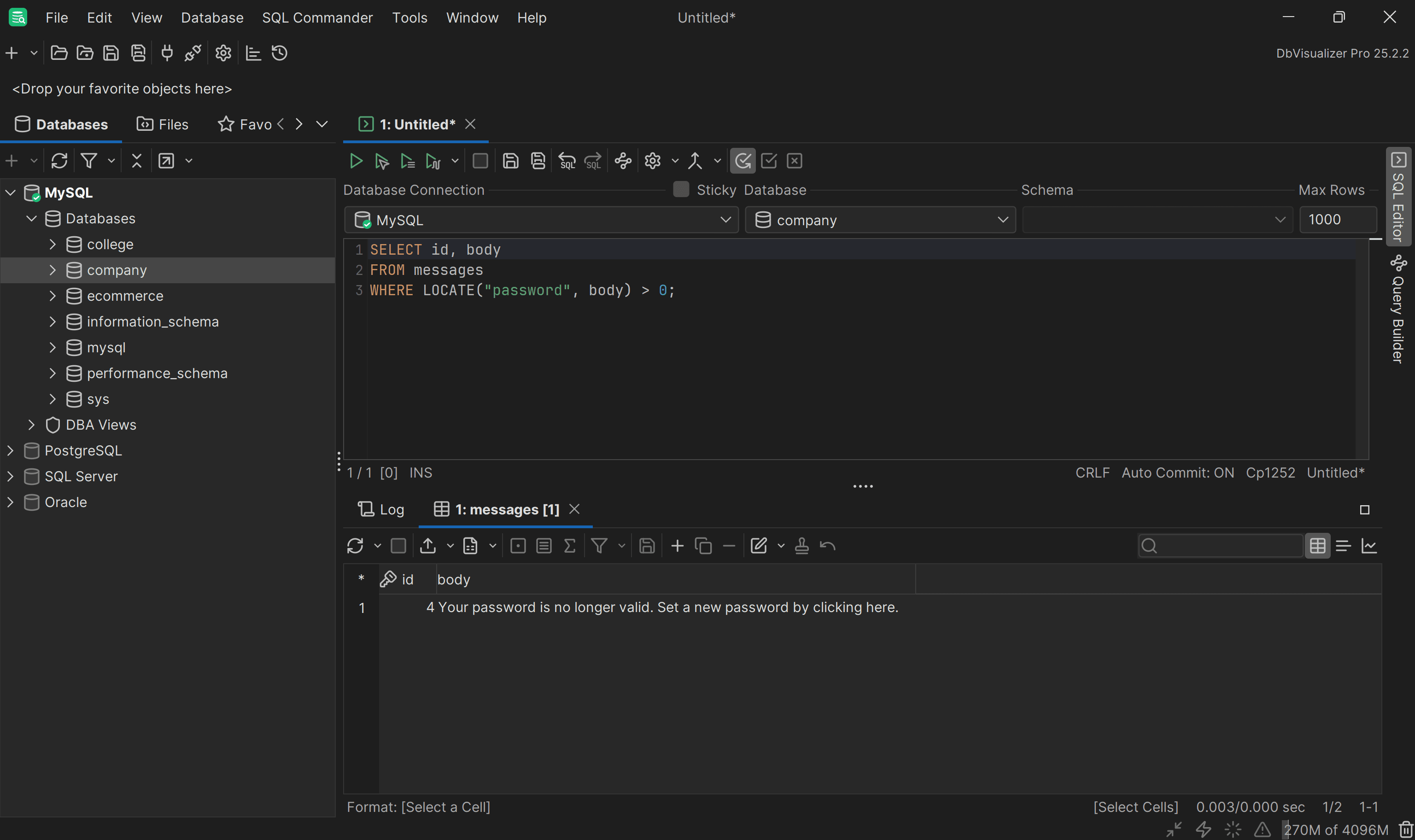 The suspicious message has been detected correctly