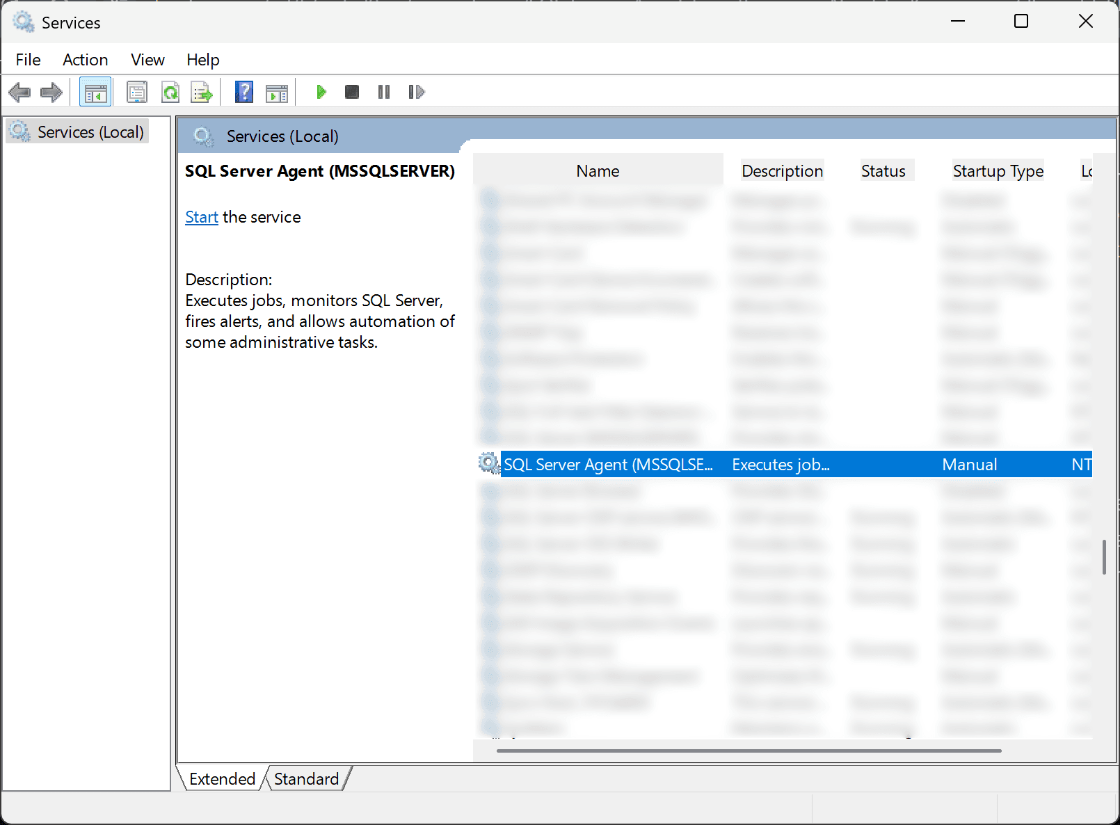 The SQL Server service on a Windows machine