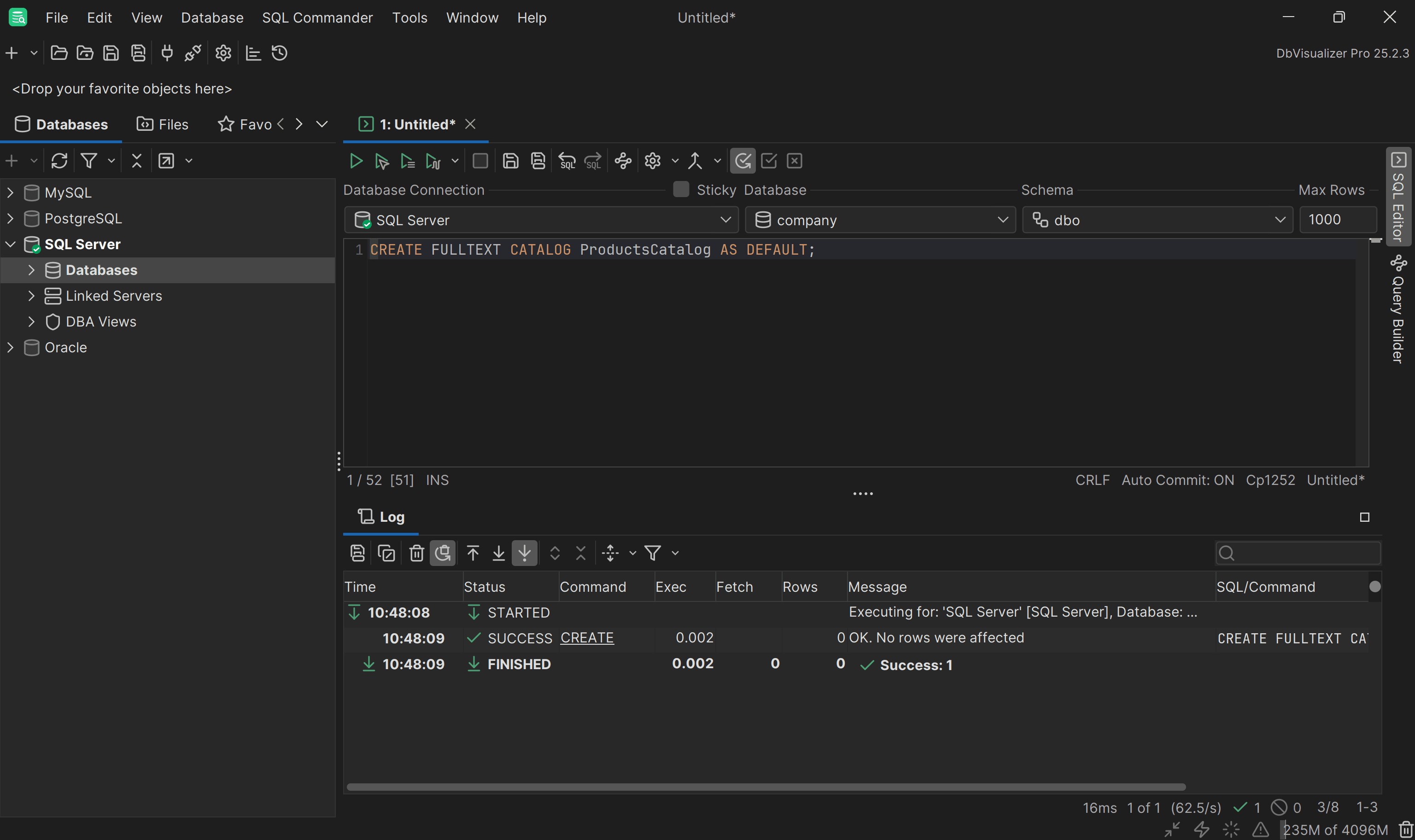 Adding a full-text catalog in SQL Server