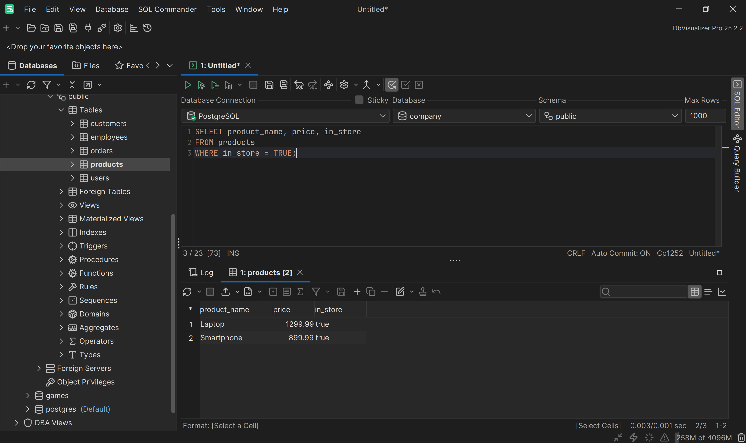 Running the BOOLEAN check query in DbVisualizer