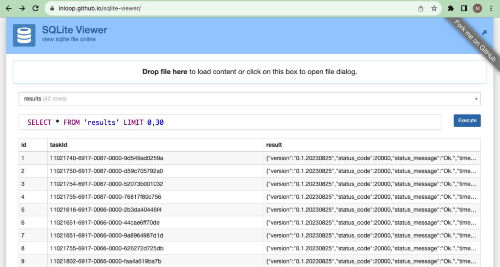 SQLite viewer online UI