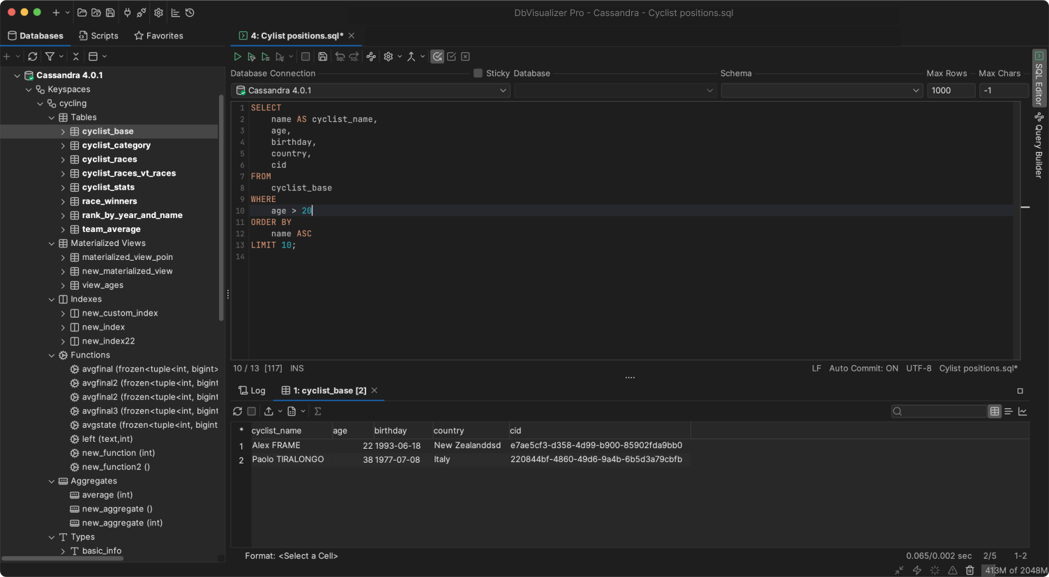 Cassandra editor