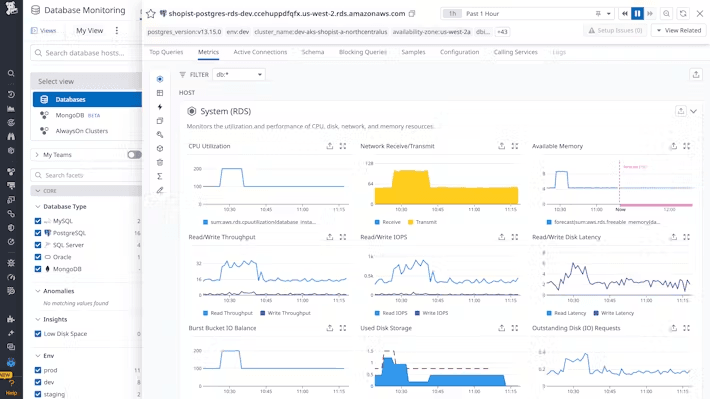 Datadog Database Monitoring, one of the possible tools for this task