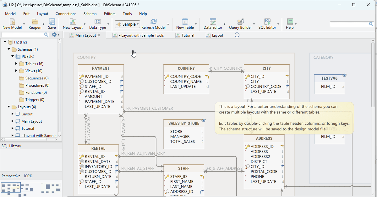 DbSchema, a visual database designer